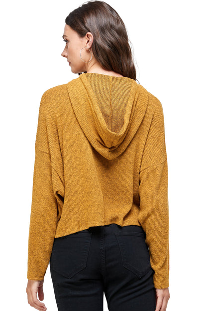 Pull à capuche côtelé bicolore brossé