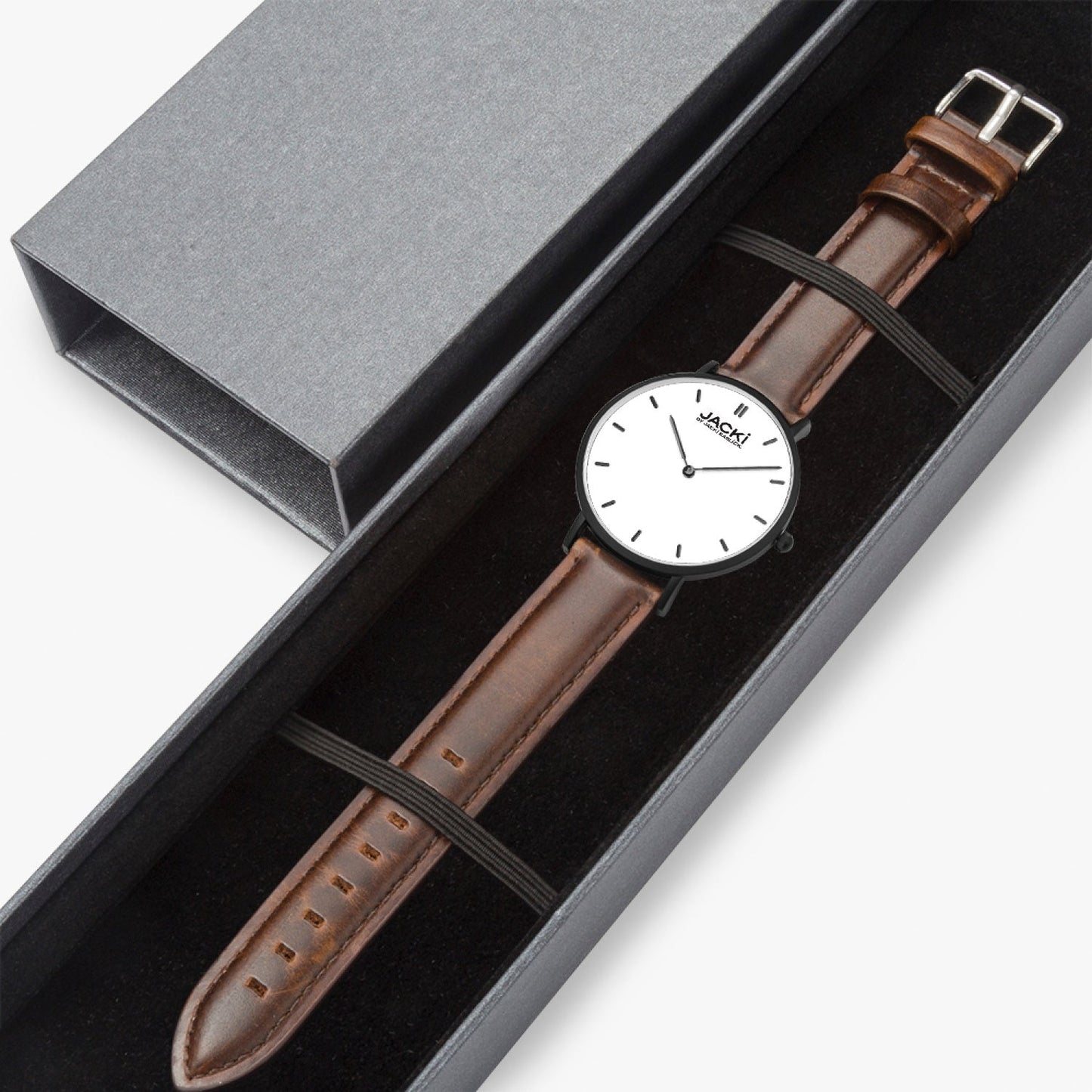 Reloj de cuarzo Jacki Easlick con correa de cuero ultrafina