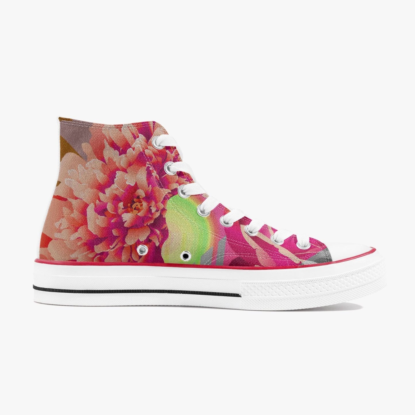 Zapatillas altas de lona con diseño floral neón de Jacki Easlick Couture