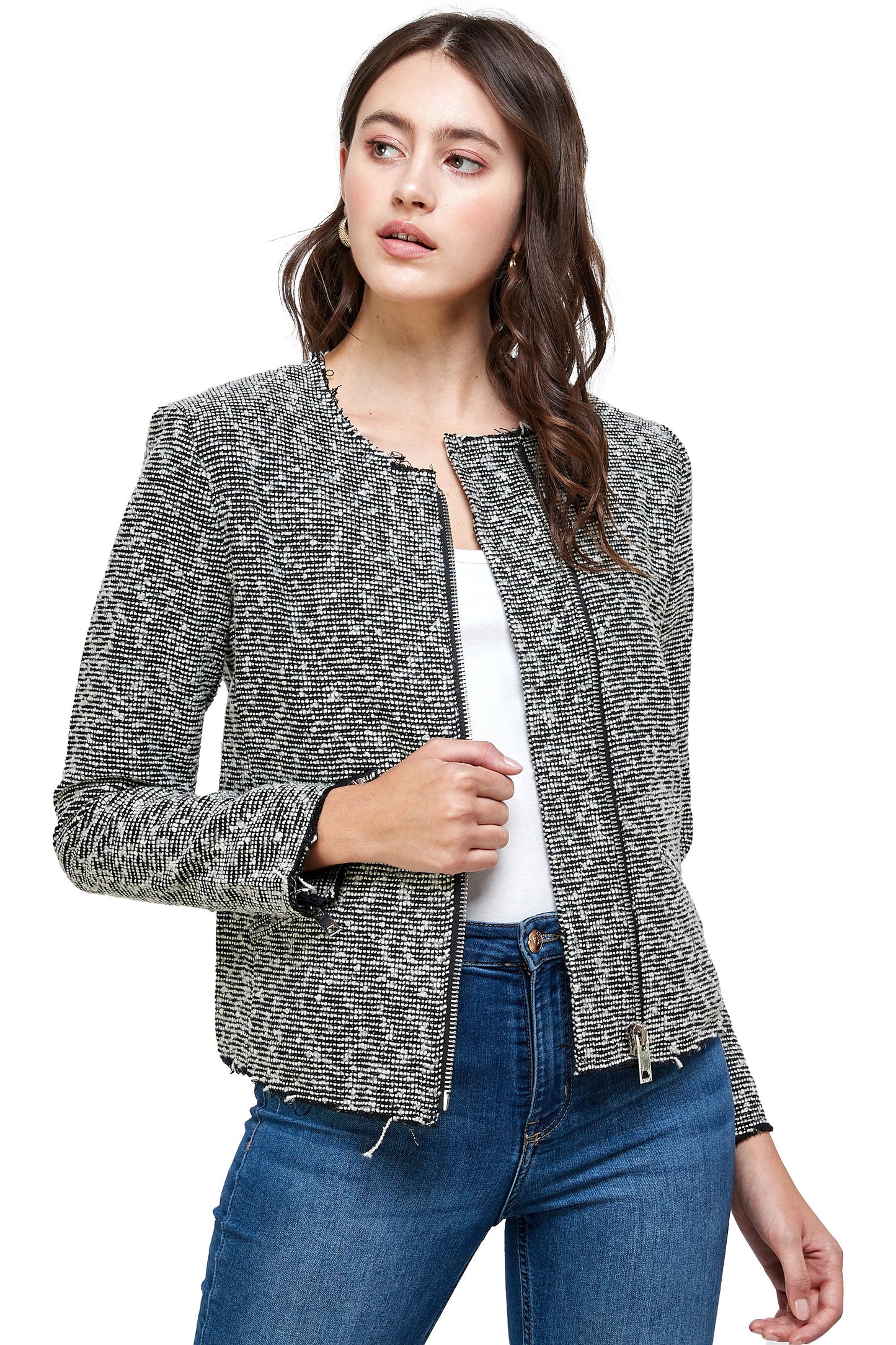Veste zippée texturée – Élégance décontractée