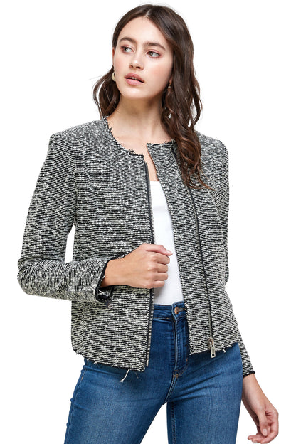 Veste zippée texturée – Élégance décontractée