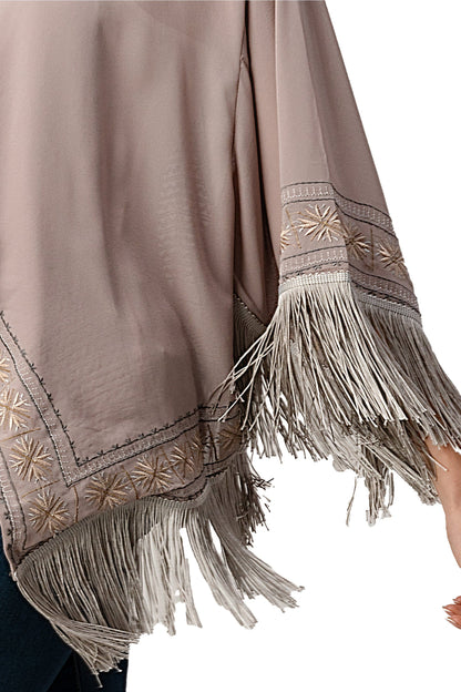 Embroidered Fringe Kimono – Bohemian Layering Essential