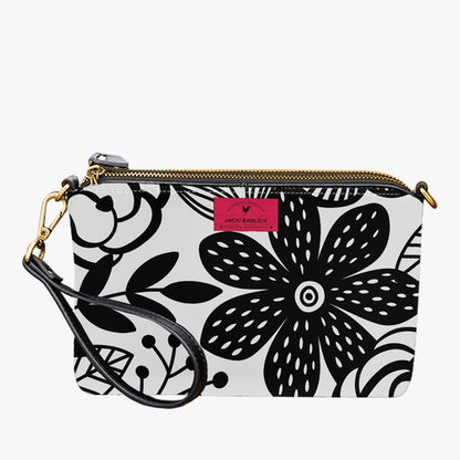 Bolso de mano pequeño con diseño de flores felices de Jacki Easlick