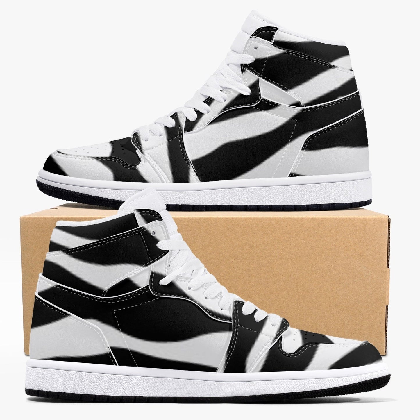 Baskets montantes en cuir à imprimé zèbre Jacki Easlick 
