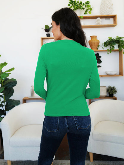 Camiseta de manga larga con cuello alto fruncido