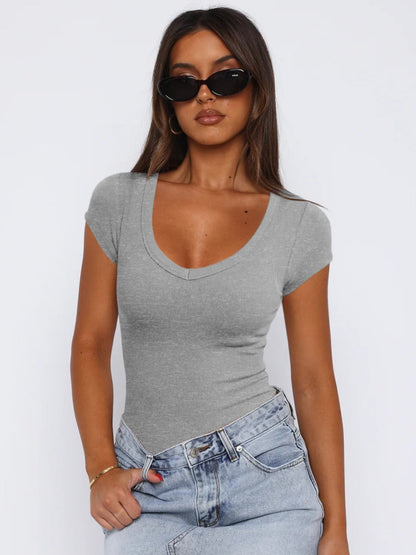 Camiseta de cuello redondo y manga corta