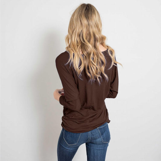 Draped Long Sleeve Bat wing Dolman top