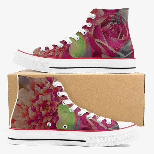 Zapatillas altas de lona con diseño floral neón de Jacki Easlick Couture