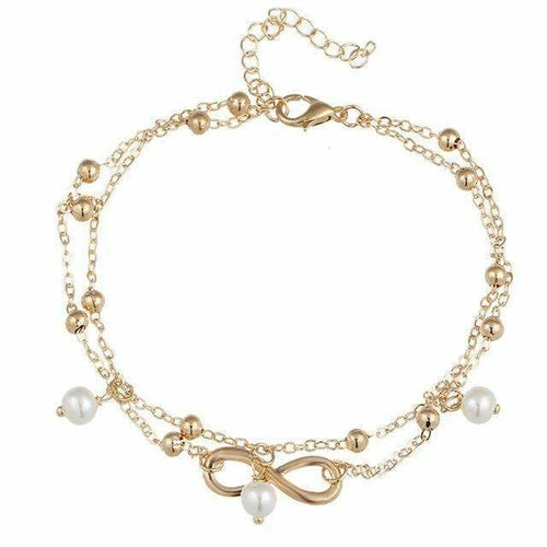 Tobillera con perla colgante infinito