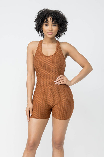 Mono sin mangas con espalda cruzada y estampado de panal de jacquard