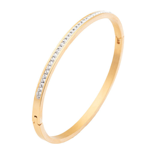 Bracelet en acier inoxydable à une rangée avec strass