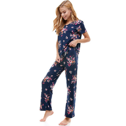 Ensemble de salon à imprimé floral bleu pour femme – Confortable et élégant