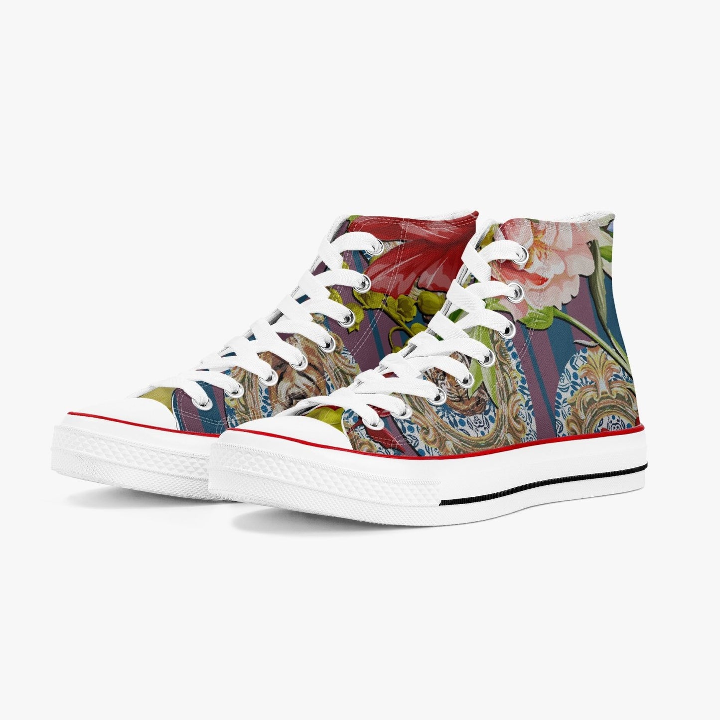 Zapatillas altas de lona con estampado de flores de tigre de Jacki Easlick