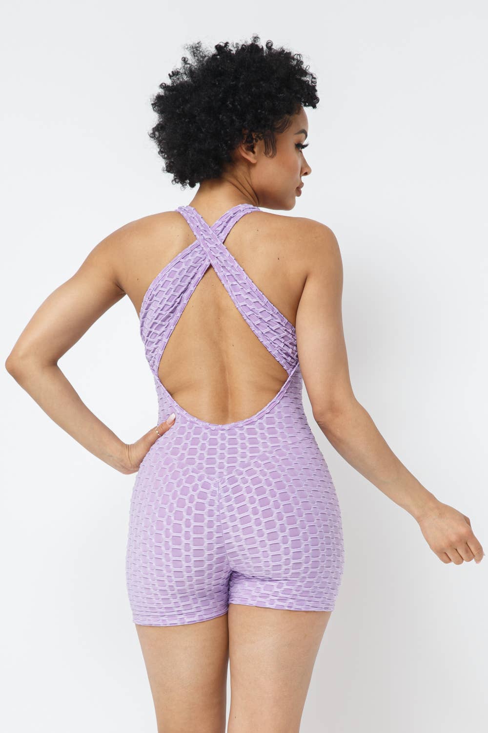 Mono sin mangas con espalda cruzada y estampado de panal de jacquard