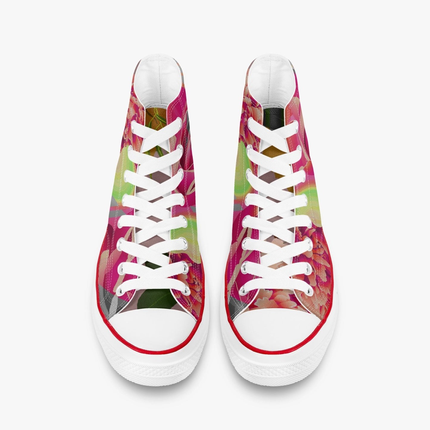 Zapatillas altas de lona con diseño floral neón de Jacki Easlick Couture