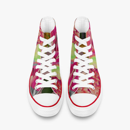 Zapatillas altas de lona con diseño floral neón de Jacki Easlick Couture