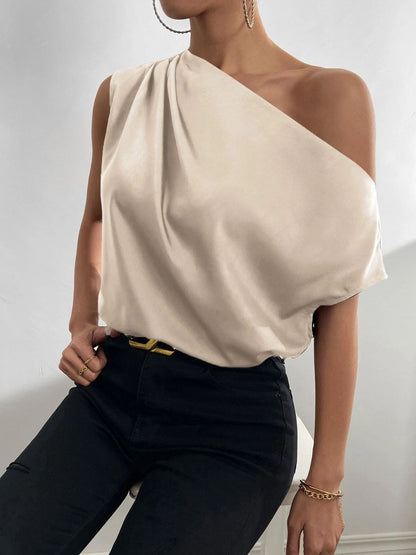 Blusa fruncida de un solo hombro