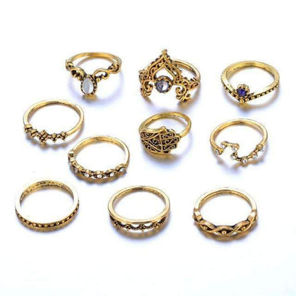 Ensemble de bagues empilables vintage