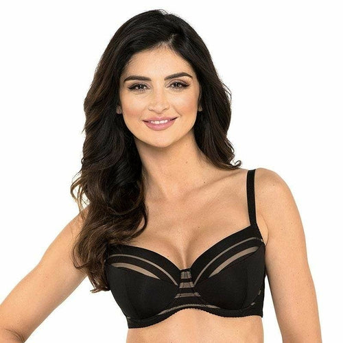 Soutien-gorge rembourré à rayures pour silhouette généreuse Gorteks Luna Noir
