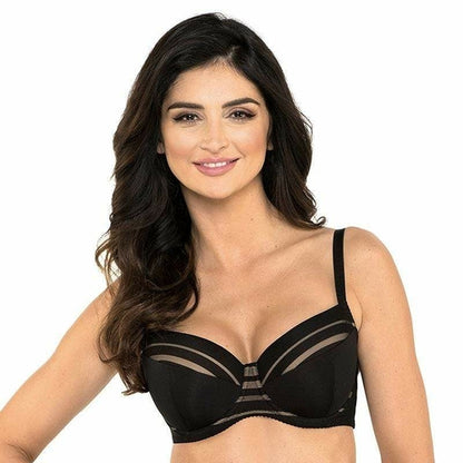 Soutien-gorge rembourré à rayures pour silhouette généreuse Gorteks Luna Noir