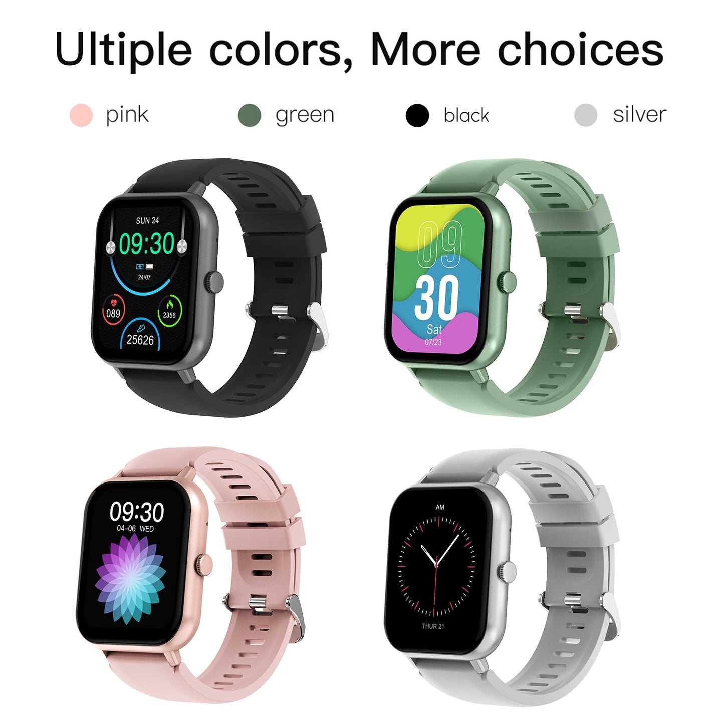 Montre connectée 1,83" avec moniteur d'activité et de fréquence cardiaque, étanche IP67