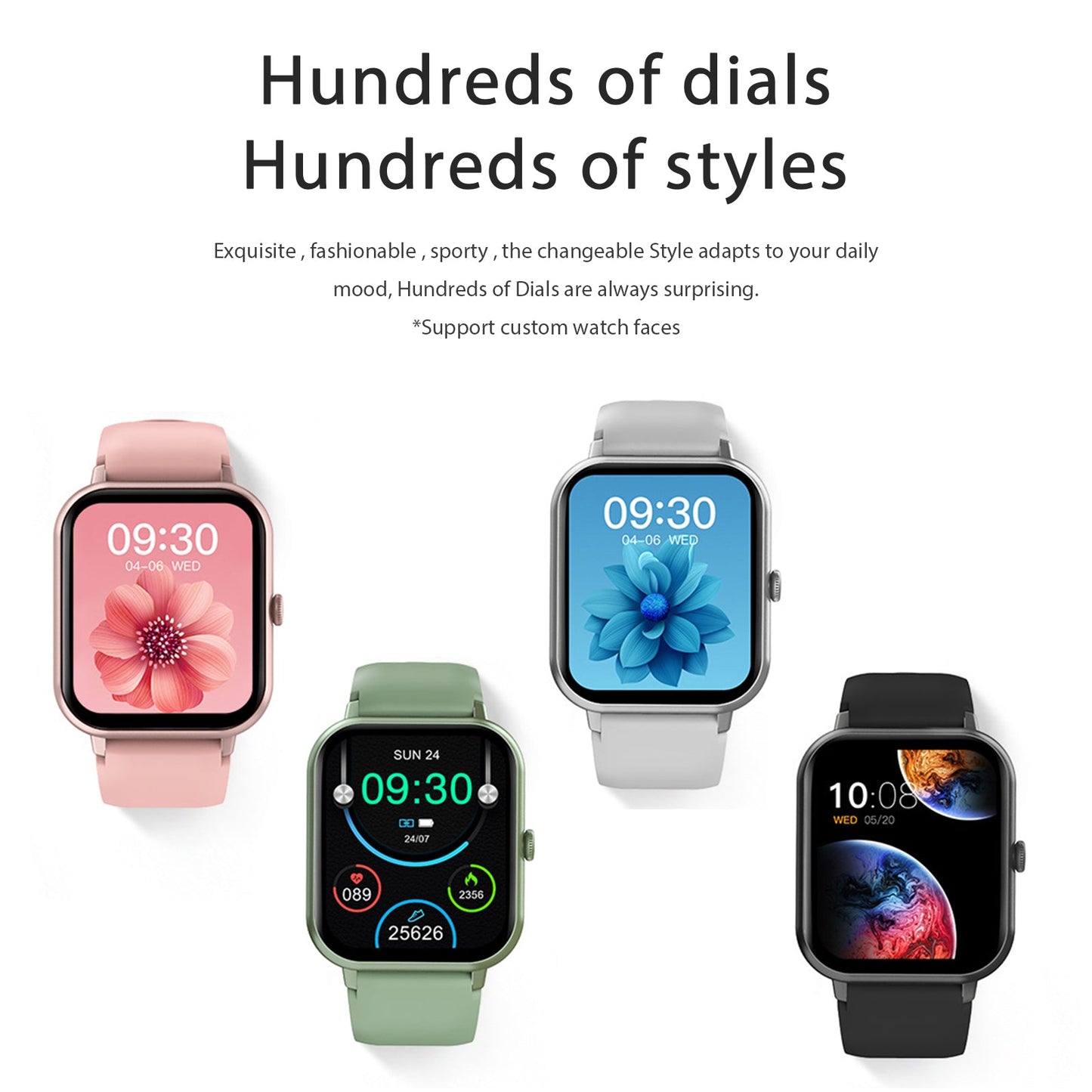 Montre connectée 1,83" avec moniteur d'activité et de fréquence cardiaque, étanche IP67