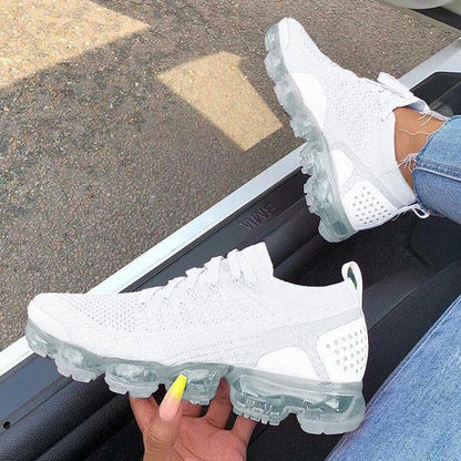Zapatillas moradas 2021 para mujer, zapatos casuales de malla con colchón de aire, planas 