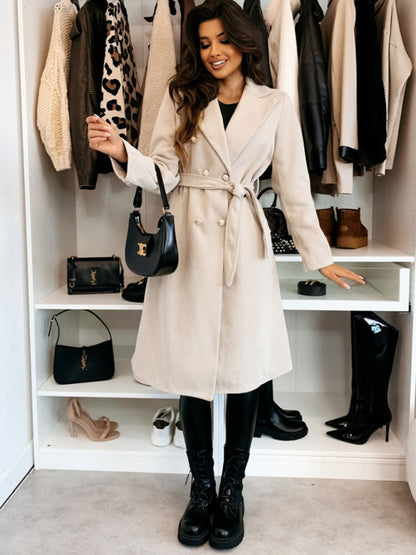 Veste à double boutonnage simple et tendance de couleur unie pour l'hiver 