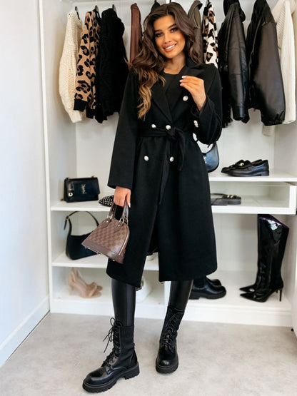 Veste à double boutonnage simple et tendance de couleur unie pour l'hiver 