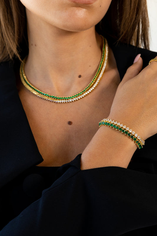 Bracelet de tennis Melinda - Émeraude