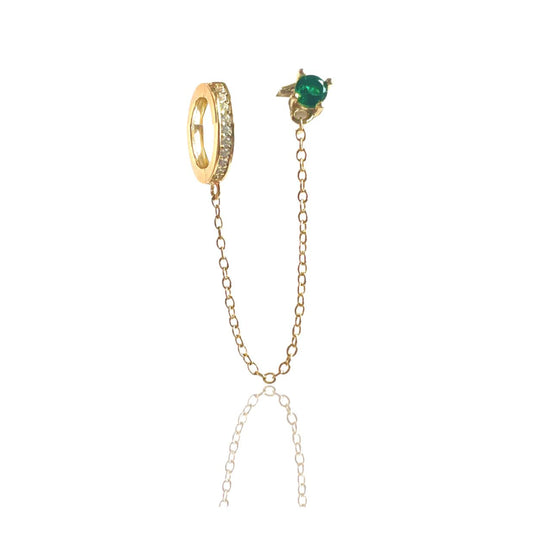 Boucles d'oreilles pendantes en chaîne émeraude Lilou