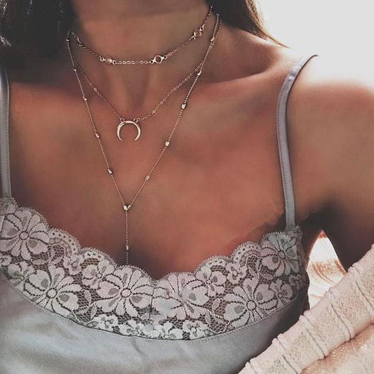 Collier Lariat Fer à Cheval Lune
