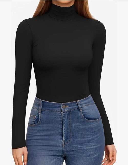Camisas de manga larga para mujer, cuello alto, sexys, informales, ajustadas