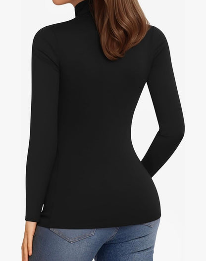 Camisas de manga larga para mujer, cuello alto, sexys, informales, ajustadas