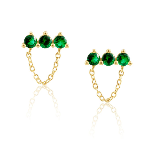 Clous d'oreilles Magda Emerald Chain