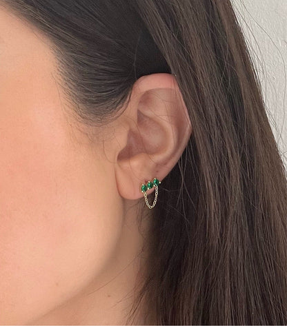 Clous d'oreilles Magda Emerald Chain
