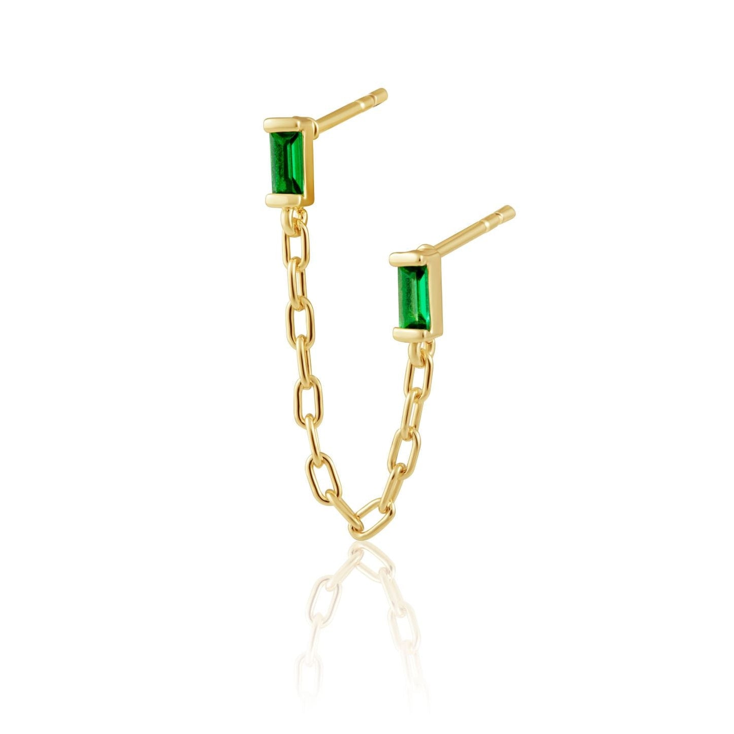 Boucle d'oreille double émeraude Malia