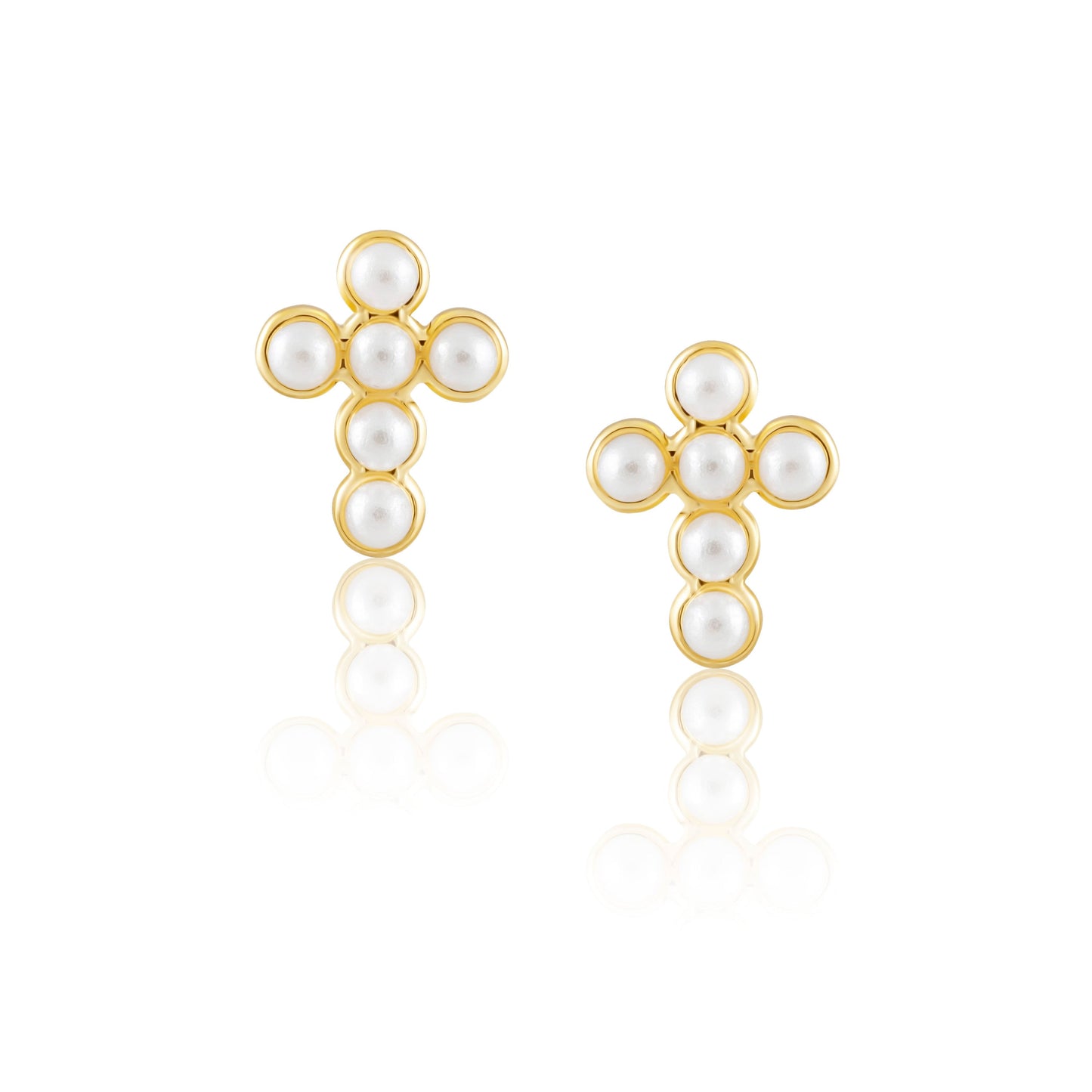 Mini pendientes de cruz de perla