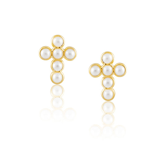 Mini pendientes de cruz de perla