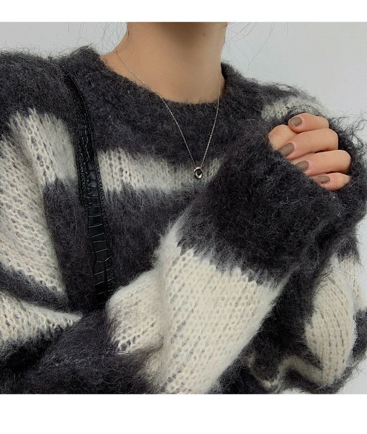 Suéter oversize de rayas de mohair
