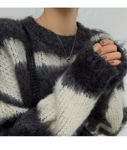 Suéter oversize de rayas de mohair