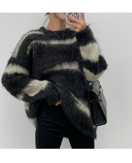 Suéter oversize de rayas de mohair