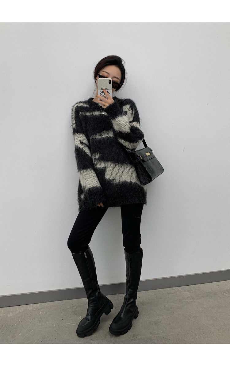 Suéter oversize de rayas de mohair
