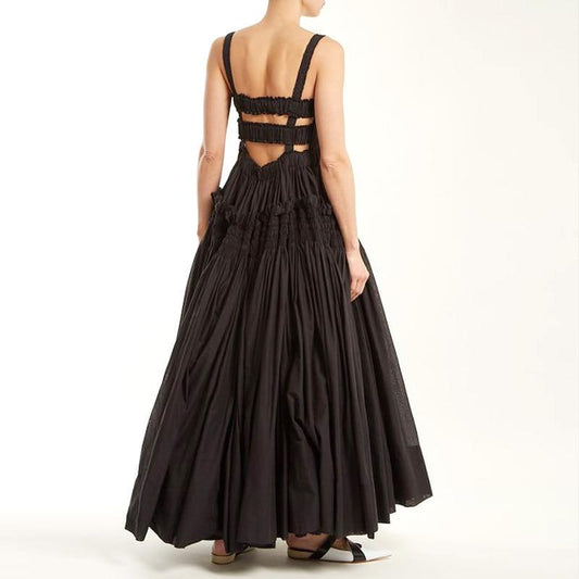 Summer Sling Backless Pleated Vintage Dress