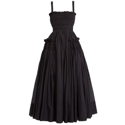 Robe d'été vintage plissée dos nu à bretelles