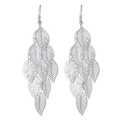 Boucles d'oreilles pendantes en forme de feuille