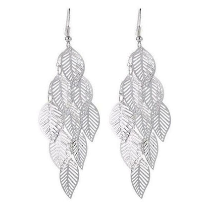 Boucles d'oreilles pendantes en forme de feuille