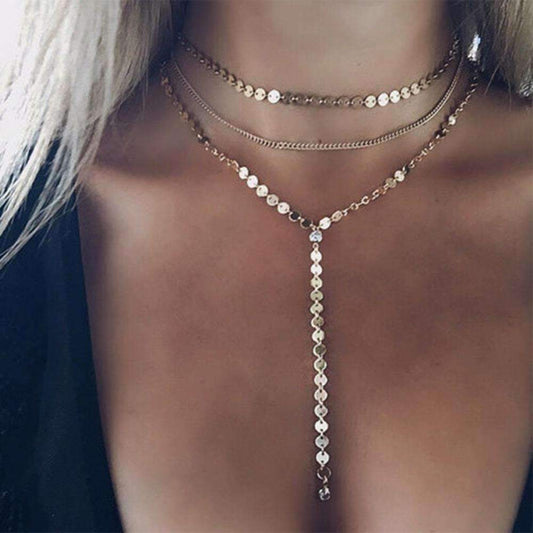 Collier Lariat à trois rangs