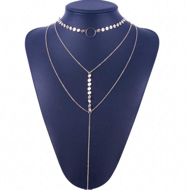 Collier ras du cou lariat à trois couches 