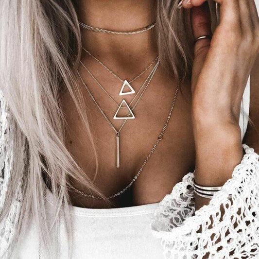 Collier multicouche double triangle